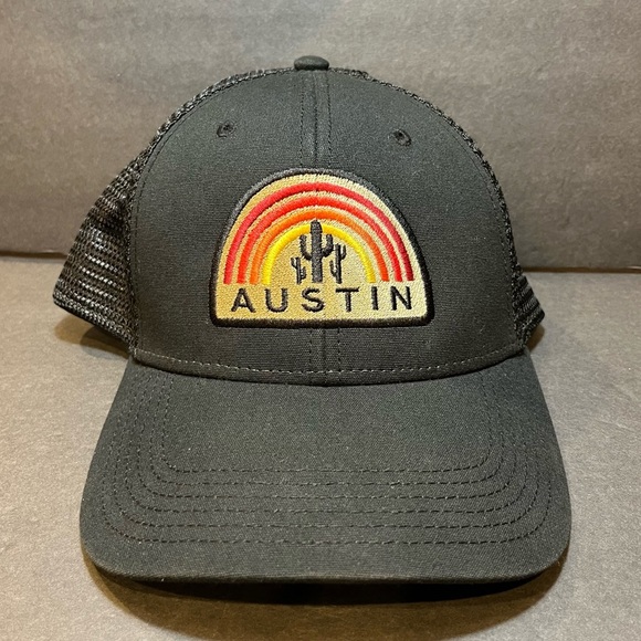 Legacy Men/Women’s Snap Back Hat Austin Graphic Black Arches Cactus Ball Cap - Picture 1 of 6